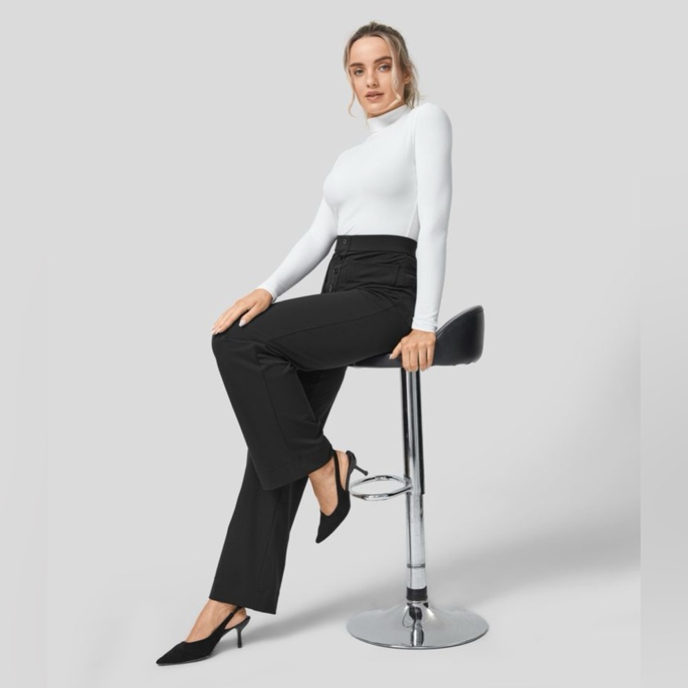 Halara High Waisted Button Multiple Pockets Straight Leg Casual Pants NEW!!!🖤 - Picture 8 of 16
